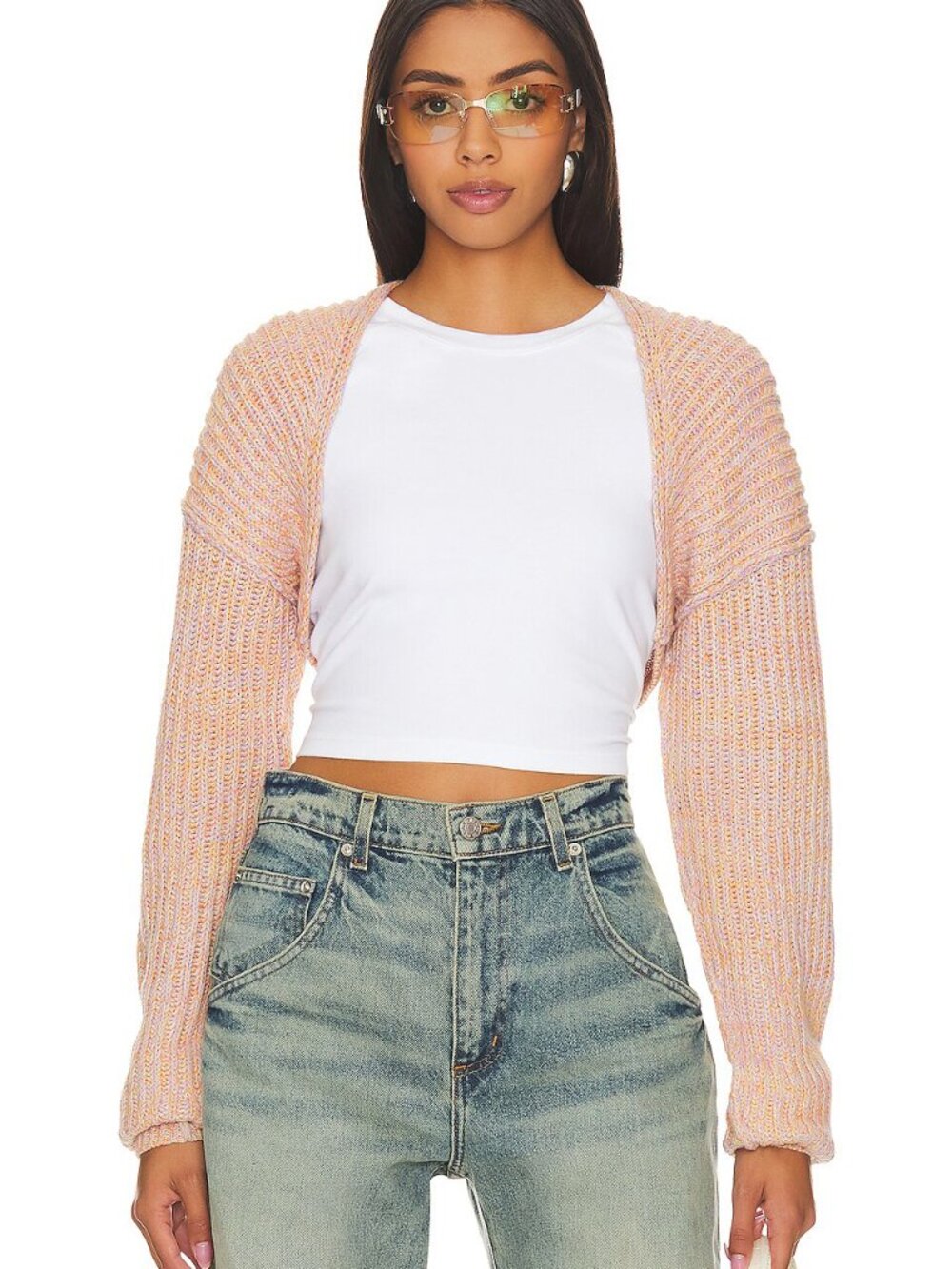 ☀️ Free People Iris Shrug Gelato Combo Cropped Knit Bolero Size XS
